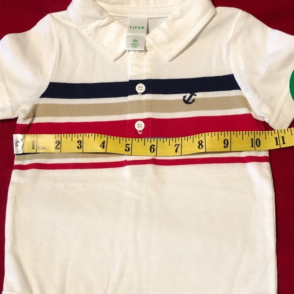 Circo Boys Bodysuit Short Sleeves Multi-colored Stripes 3 Button Front 9 M - Picture 7 of 9
